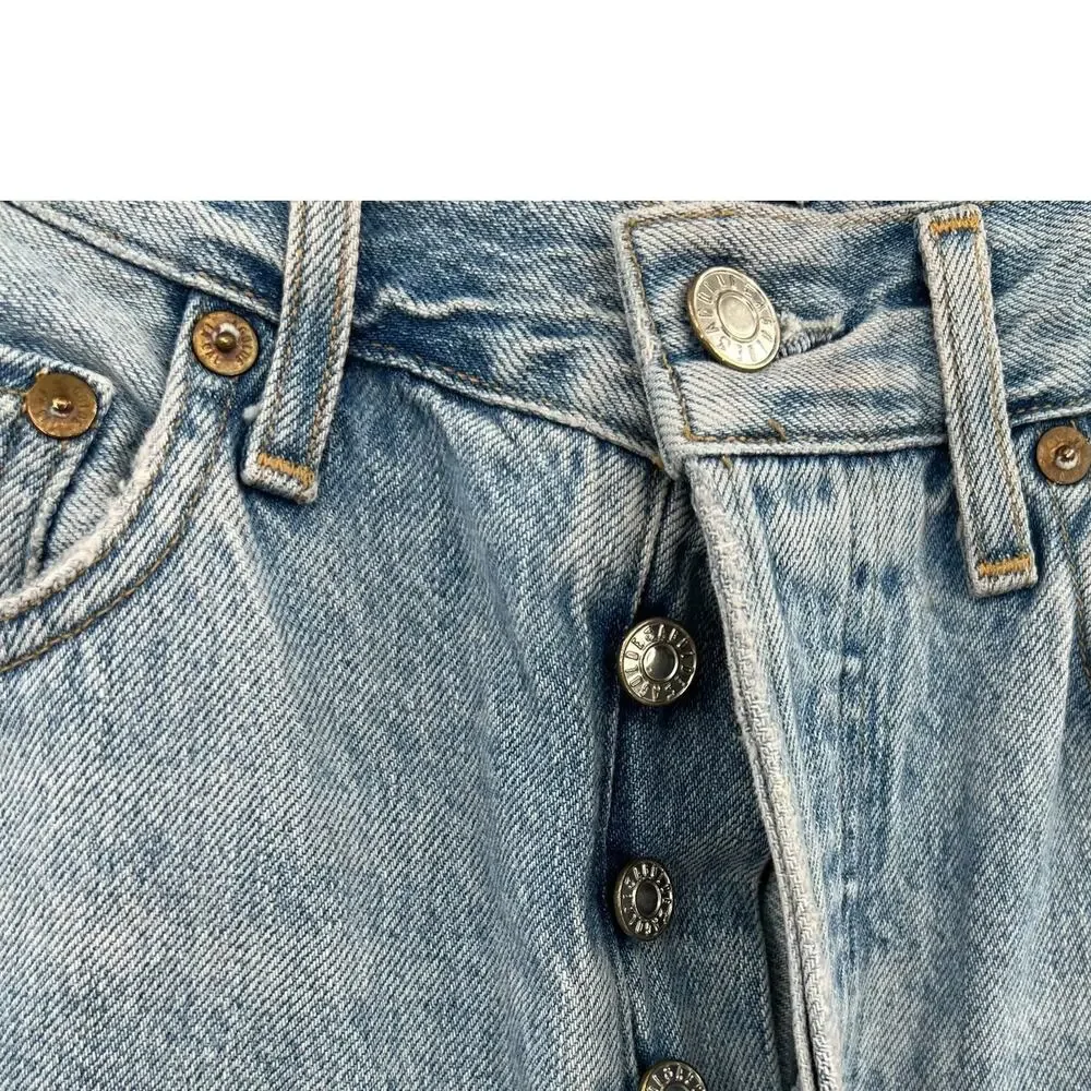 Agolde Riley High Rise Straight Crop Jeans Denim‎ Shatter Wash Blue Size 27